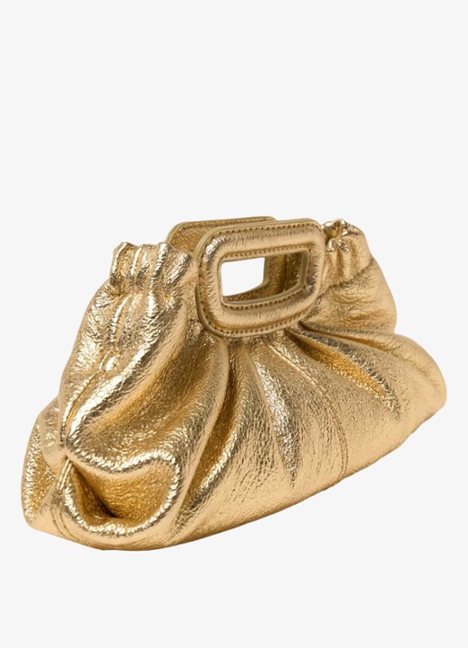 Maje Mini clutch van schapenleer - detail 3 goud