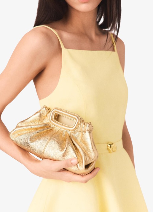 Maje Mini clutch van schapenleer - voorkant 2 goud