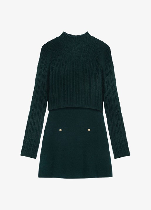 Maje Mini jurk met afneembare trui - detail 5 zeegroen