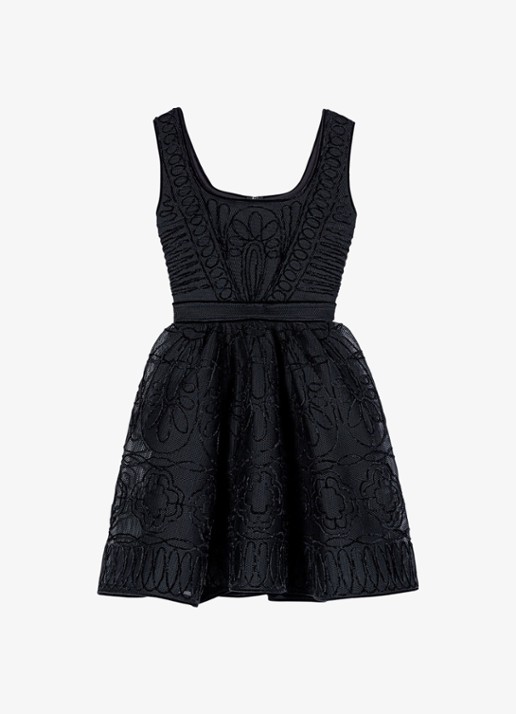 Maje Mini jurk met borduring - voorkant 2 zwart