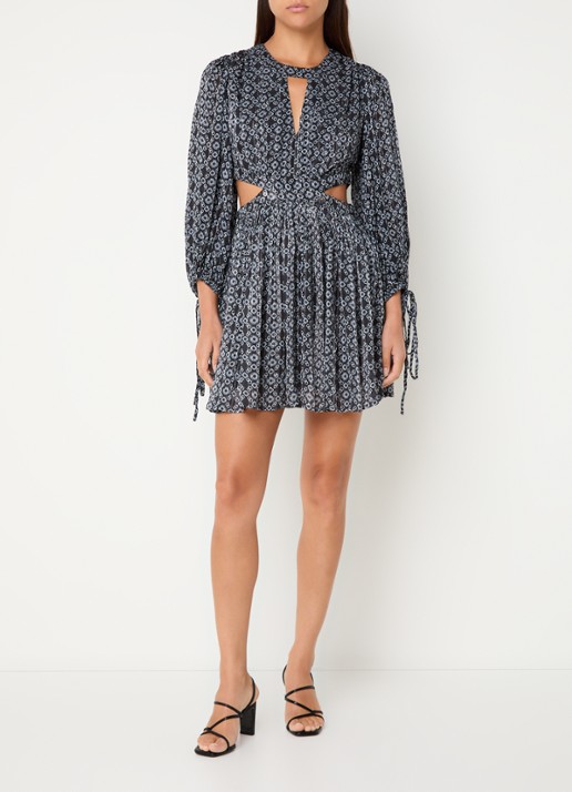Maje Mini jurk met cut-out detail en lurex - voorkant 4 zwart