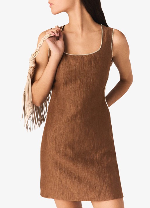 Maje Mini jurk met cut-out detail - detail 6 bruin