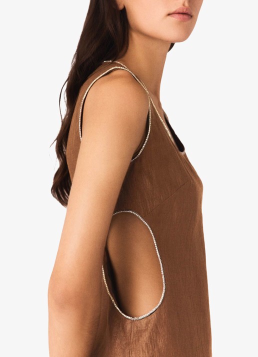 Maje Mini jurk met cut-out detail - detail 7 bruin