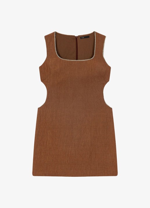 Maje Mini jurk met cut-out detail - voorkant 2 bruin