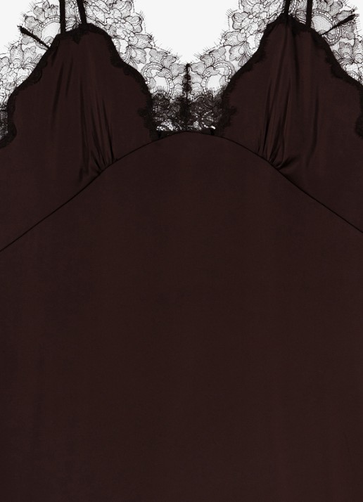 Maje Mini jurk met details van kant - detail 2 donkerbruin