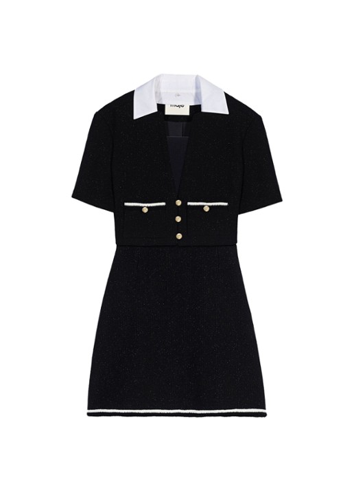 Maje Mini jurk met lurex - voorkant zwart