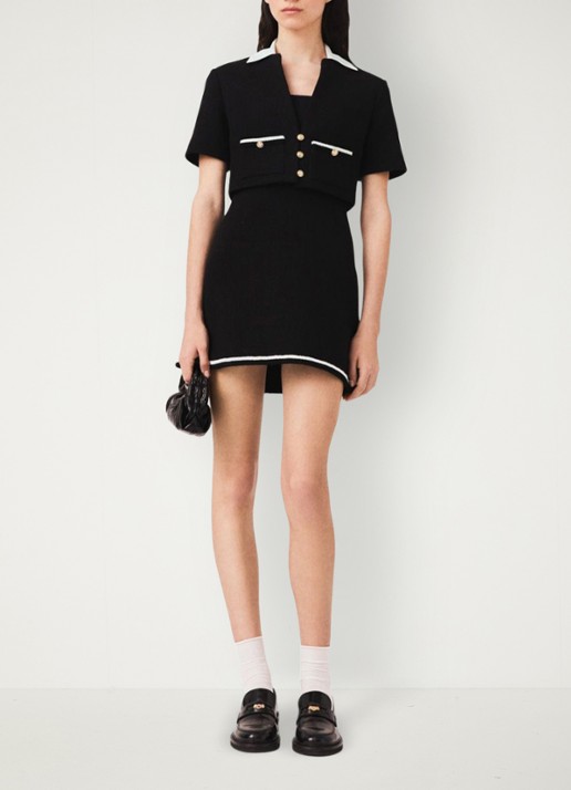 Maje Mini jurk met lurex - voorkant 2 zwart