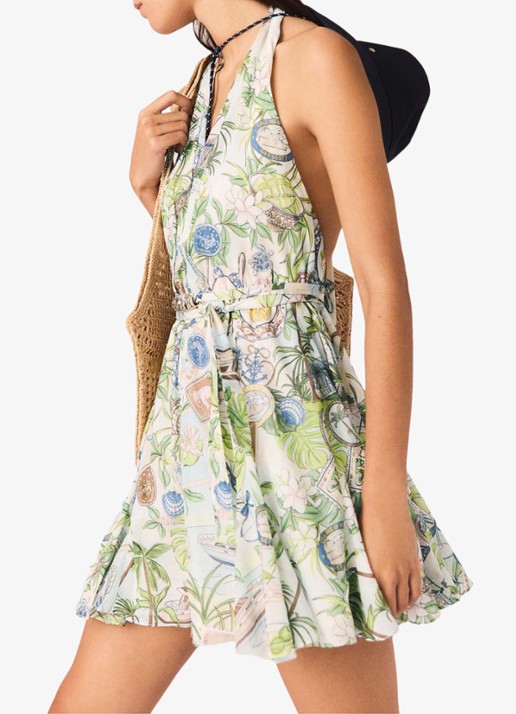 Maje Mini jurk met print en strikceintuur