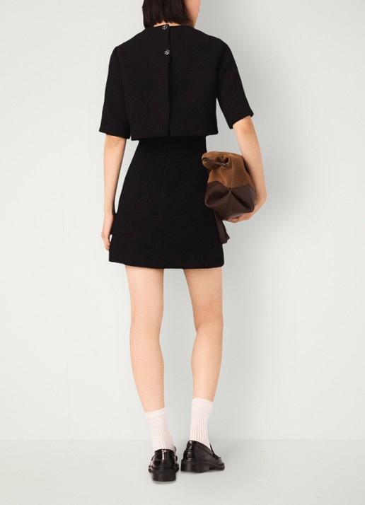 Maje Mini jurk met tweed-look - achterkant 6 zwart