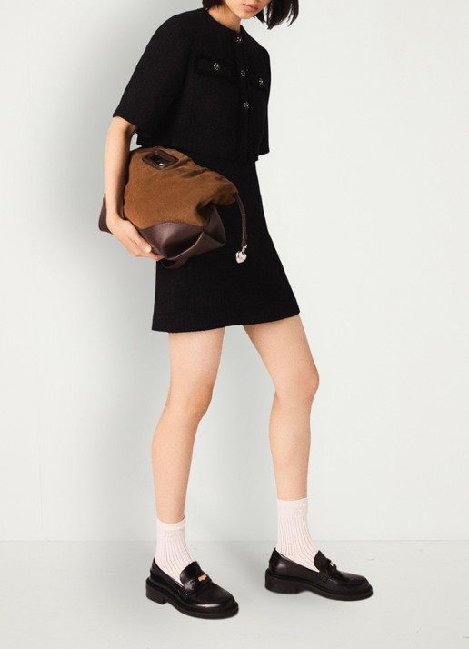 Maje Mini jurk met tweed-look - detail 2 zwart