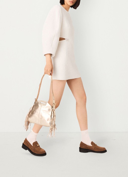 Maje Mini jurk met tweed-look - detail 3 creme