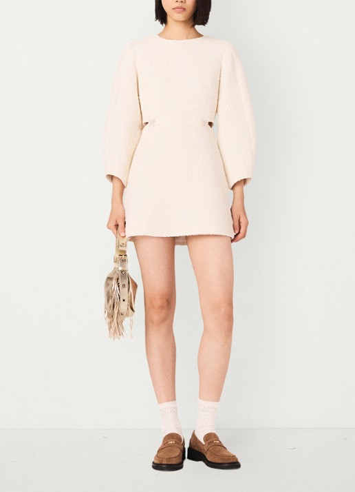 Maje Mini jurk met tweed-look - voorkant 6 creme