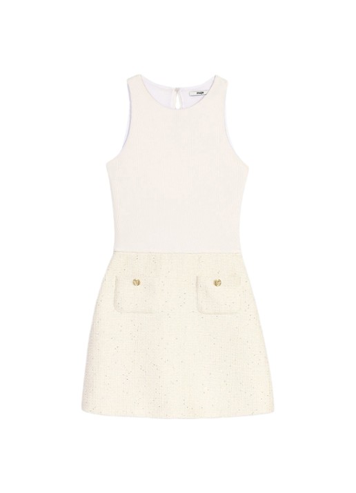 Maje Mini jurk met tweed-look - detail 2 beige