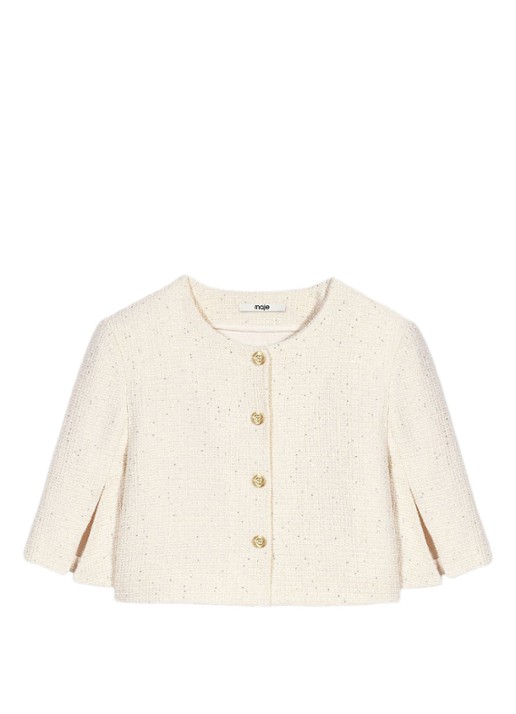 Maje Mini jurk met tweed-look - detail 3 beige