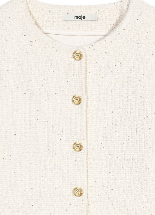 Maje Mini jurk met tweed-look - detail 6 beige