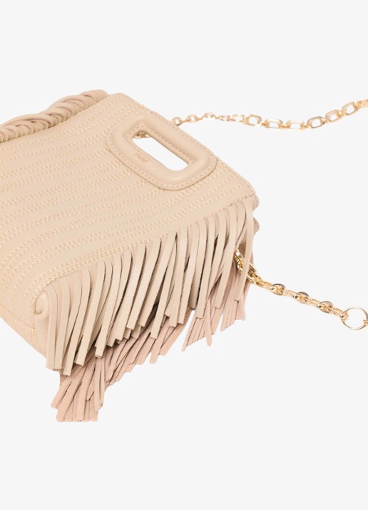 Maje Mini M tas van getikte leder - detail 7 creme