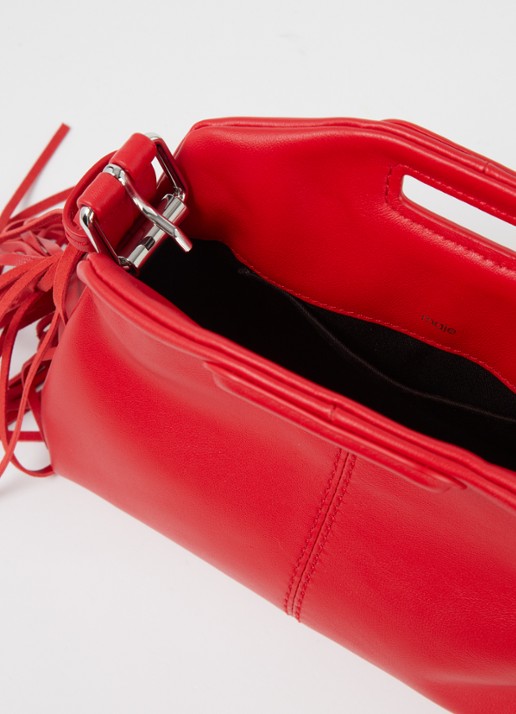 Maje Mini Miss M handtas van schapenleer met franjes - detail 2 rood