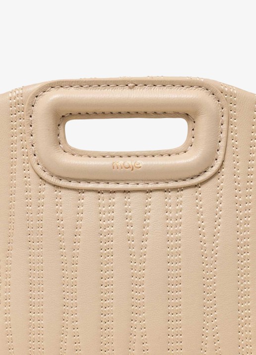 Maje Mini Miss M tas van getikte leder - detail 6 creme