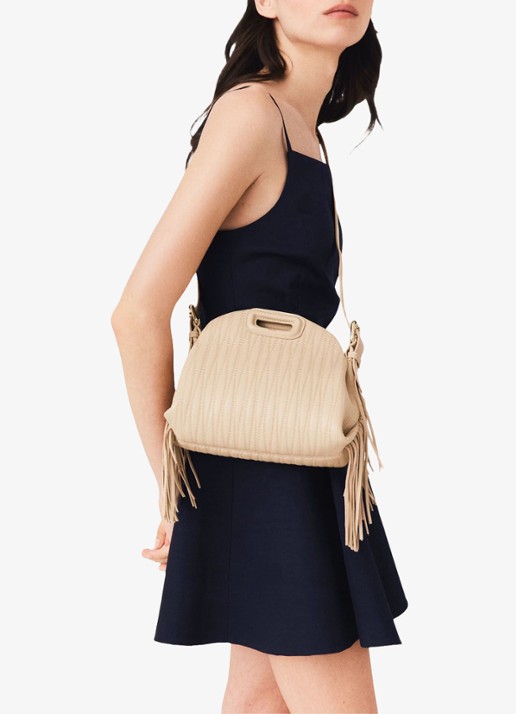 Maje Mini Miss M tas van getikte leder - voorkant 3 creme
