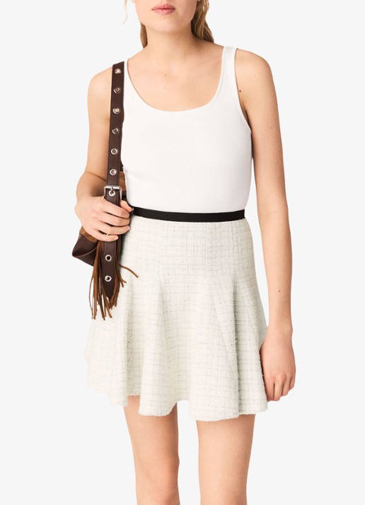 Maje Mini rok en cropped vest van tweed