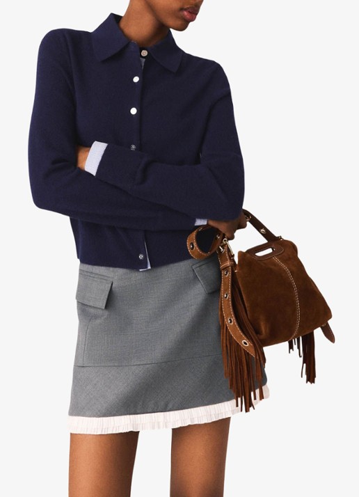 Maje Mini rok in wolblend met klepzakken - detail 5 grijs