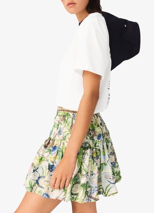 Maje Mini rok met plooien en print - detail 3 groen