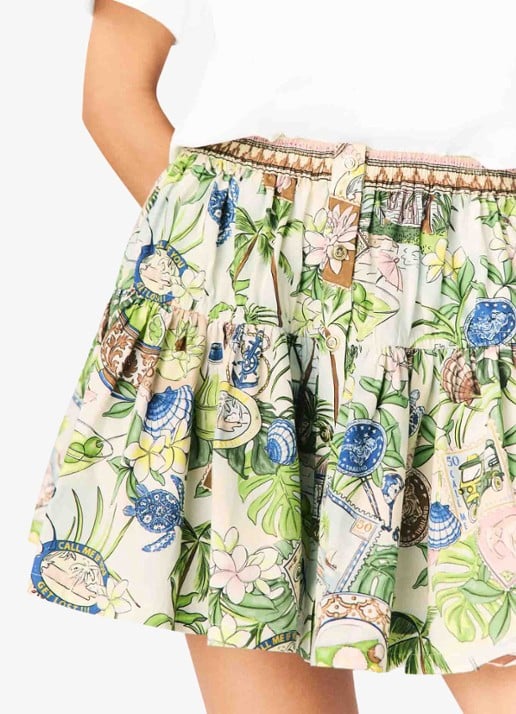 Maje Mini rok met plooien en print - detail 4 groen