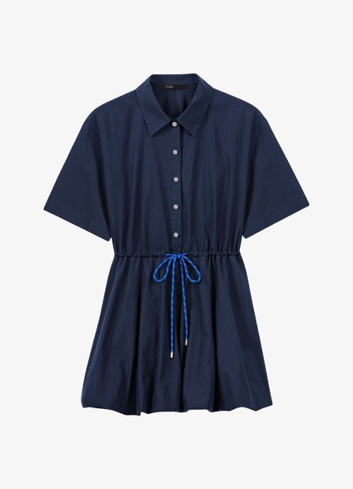 Maje Mini tuniekjurk met trekkoord - voorkant 6 blauw