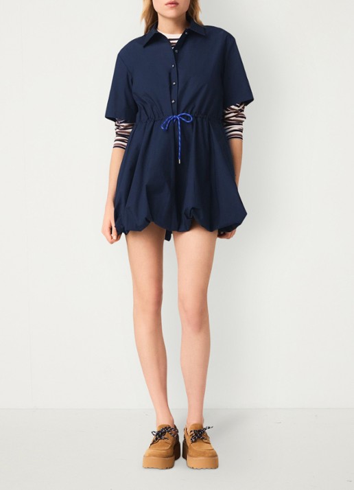 Maje Mini tuniekjurk met trekkoord - voorkant 7 blauw
