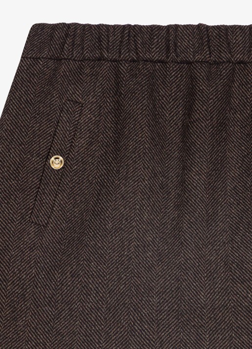 Maje Minirok in wolblend - detail donkerbruin