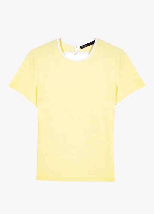 Maje Mipose T-shirt met cut-out detail - voorkant 7 licht geel