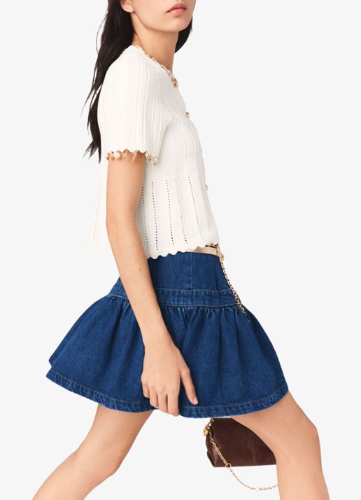 Maje Mishell ribgebreide top met strass