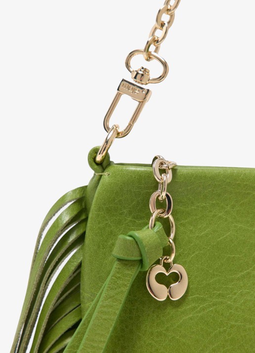 Maje Miss M clutch van leer met franjes - detail 2 groen