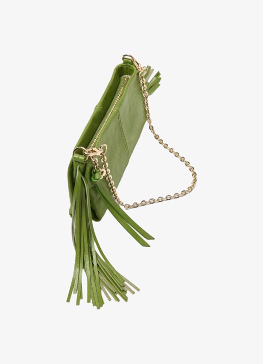 Maje Miss M clutch van leer met franjes - detail 5 groen