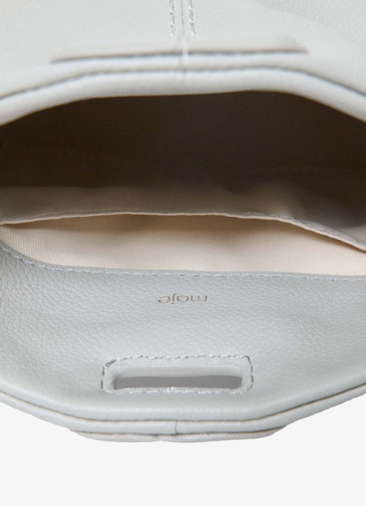 Maje Miss M Micro schoudertas van leer met afneembare schouderriem - detail 7 lichtgrijs
