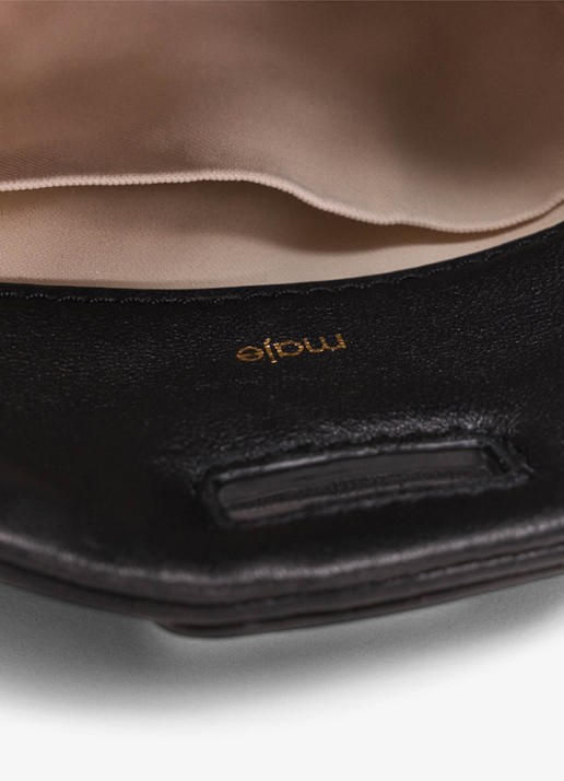 Maje Miss M Micro schoudertas van leer met verstelbare schouderriem - detail 7 jeans