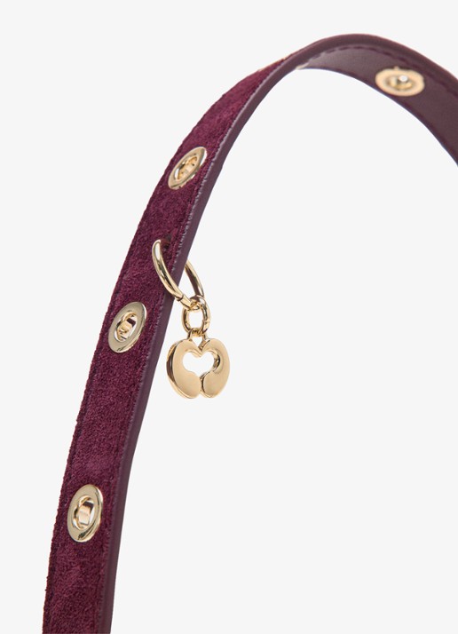 Maje Miss M Micro tas van suède met verstelbaar handvat - detail 3 aubergine