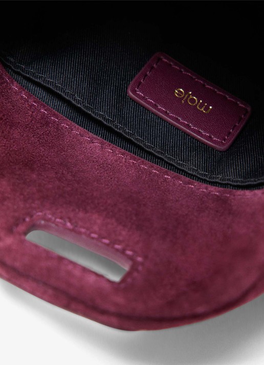 Maje Miss M Micro tas van suède met verstelbaar handvat - detail 5 aubergine