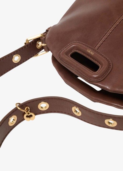 Maje Miss M Mini Vintage City schoudertas van leer - detail 3 bruin