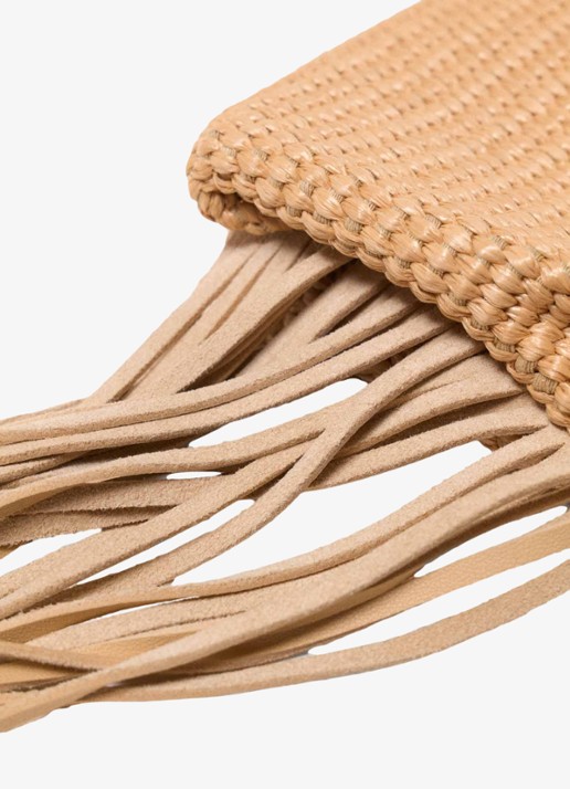 Maje Miss M schoudertas van leer met gevlochten detail  - achterkant 3 beige