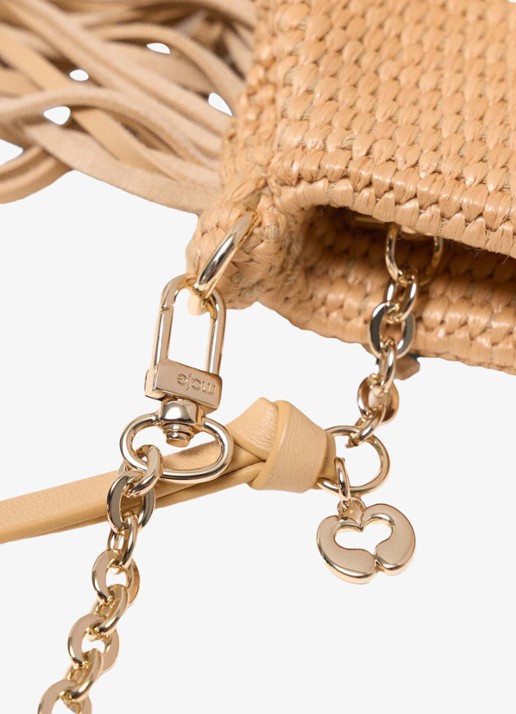 Maje Miss M schoudertas van leer met gevlochten detail  - detail 8 beige