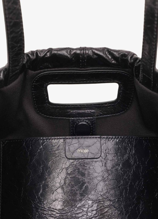 Maje Miss M schoudertas van leer - detail 3 jeans