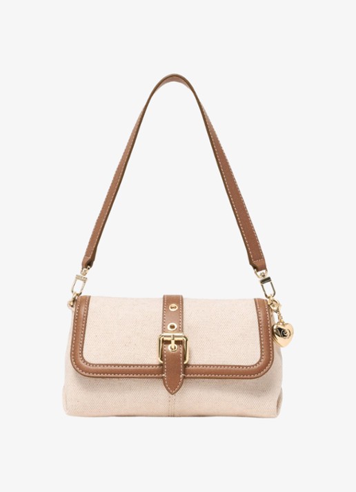 Maje Miss M Walk tas van canvas en leer - detail 3 moca / wit