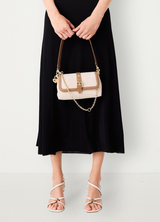 Maje Miss M Walk tas van canvas en leer - detail 7 moca / wit
