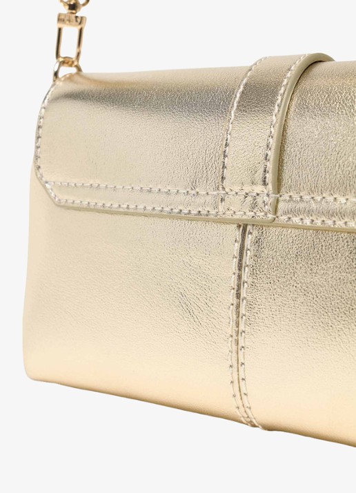 Maje Miss M Walkmetal crossbodytas van leer met metallic finish - achterkant goud