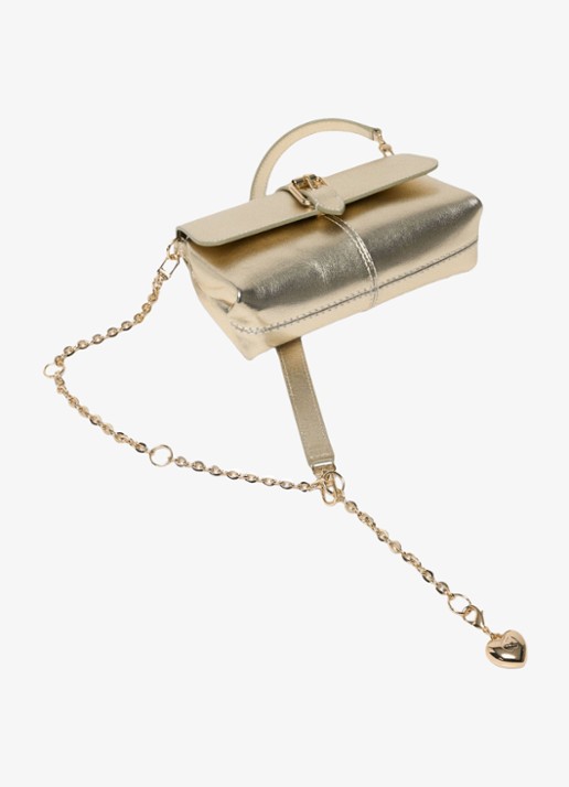 Maje Miss M Walkmetal crossbodytas van leer met metallic finish - detail 5 goud
