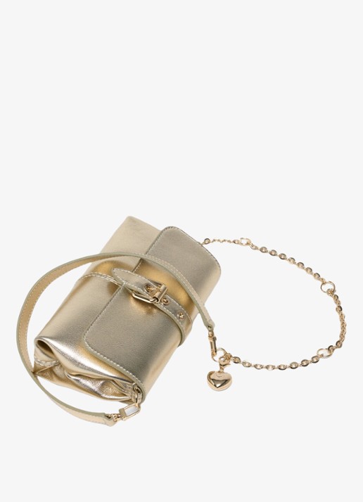Maje Miss M Walkmetal crossbodytas van leer met metallic finish - detail 8 goud