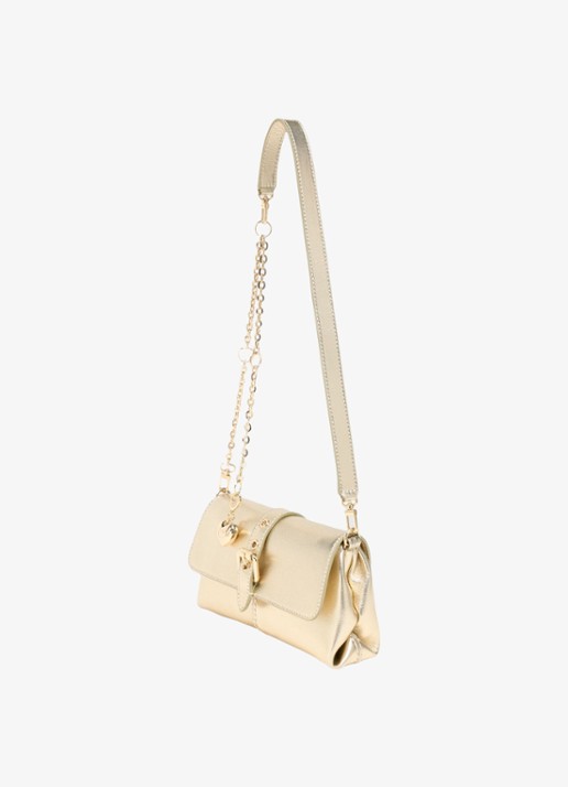 Maje Miss M Walkmetal crossbodytas van leer met metallic finish - voorkant 3 goud