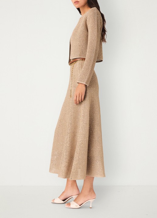 Maje Opengebreid vest met pailletten - detail 5 beige