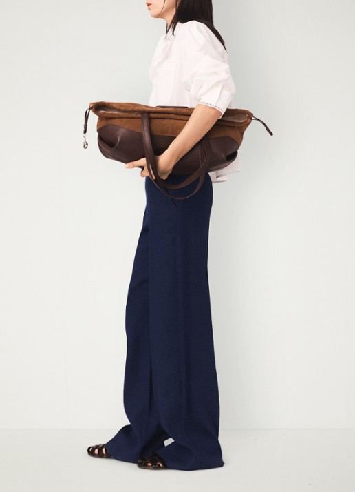 Maje Palin high waist loose fit pantalon in linnenblend - detail 2 donkerblauw